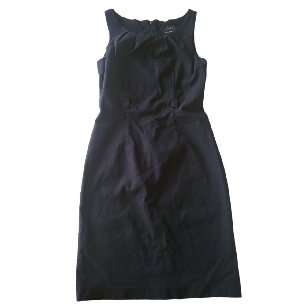 B. DARLIN‎ Vtg 90s Black Pleated Neck Sleeveless Wiggle Bodycon Dress Size 5/6